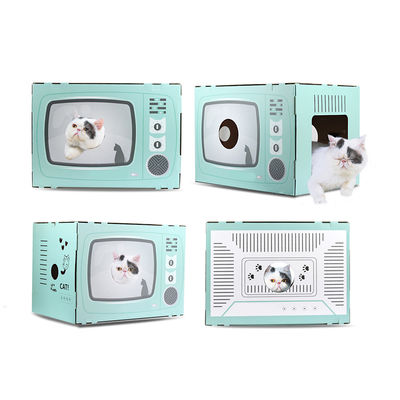 Cat House Scratcher Retro TV modella Cat Lounge con il letto Scratcher della caverna del cartone ondulato del blocco appunti
