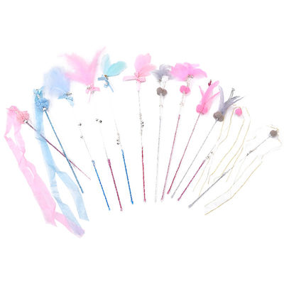 Fatato interattivo Cat Teaser Stick di Cat Pet Toys Wand Plastic della piuma