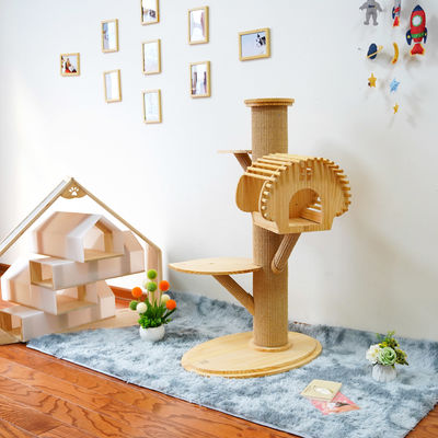 grande Cat Climbing Tree Cat Activity torre di legno solida di 123cm con il graffio delle poste