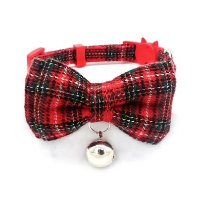 La larghezza scozzese del cotone di Bowtie Cat Collar Safety Buckle With Bell del tartan regola 13-22cm