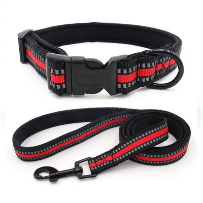 Il neoprene che allinea il guinzaglio del collare di cane ha messo il collare riflettente del fermaglio del rilascio rapido della tessitura con il guinzaglio del cane dell'insieme della fune traente