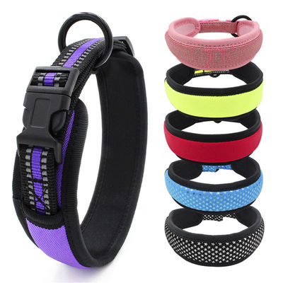 Il neoprene che allinea il guinzaglio del collare di cane ha messo il collare riflettente del fermaglio del rilascio rapido della tessitura con il guinzaglio del cane dell'insieme della fune traente