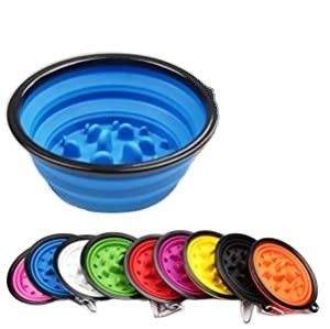 Portatile lento pieghevole della ciotola dell'acqua del cane di cibo del silicone pieghevole per di acqua d'alimentazione