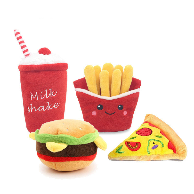 Giocattoli farciti dell'animale domestico della peluche dell'alimento di Chips Hot Dog Cola Fast per i cani