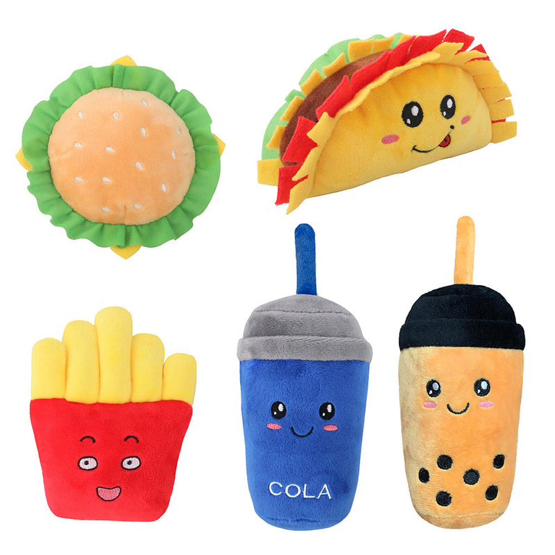 Giocattoli farciti dell'animale domestico della peluche dell'alimento di Chips Hot Dog Cola Fast per i cani