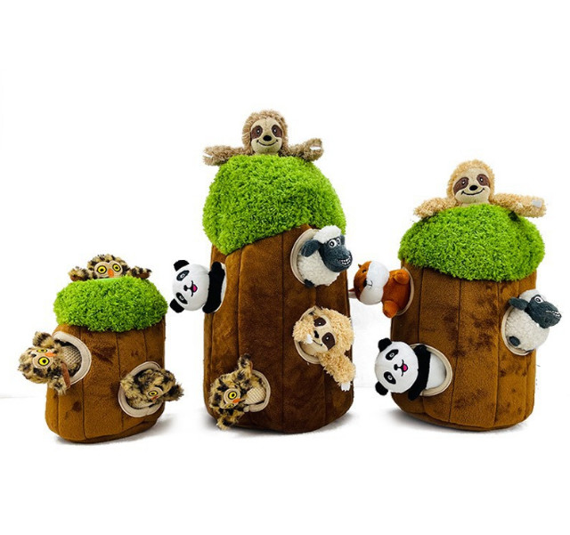 Il nuovo animale domestico di progettazione imbarazza il cane molle stridulo Toy Set di nascondino di masticazione della peluche