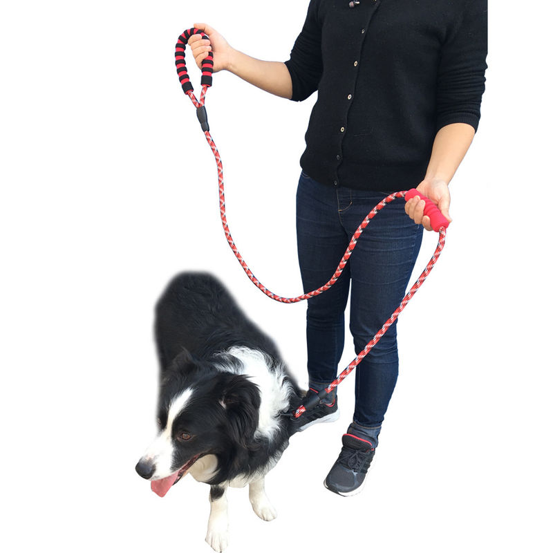 Corda rotonda del cane del guinzaglio di EVA Reflective Double Handle Dog con la clip e la maniglia riempita 180cm