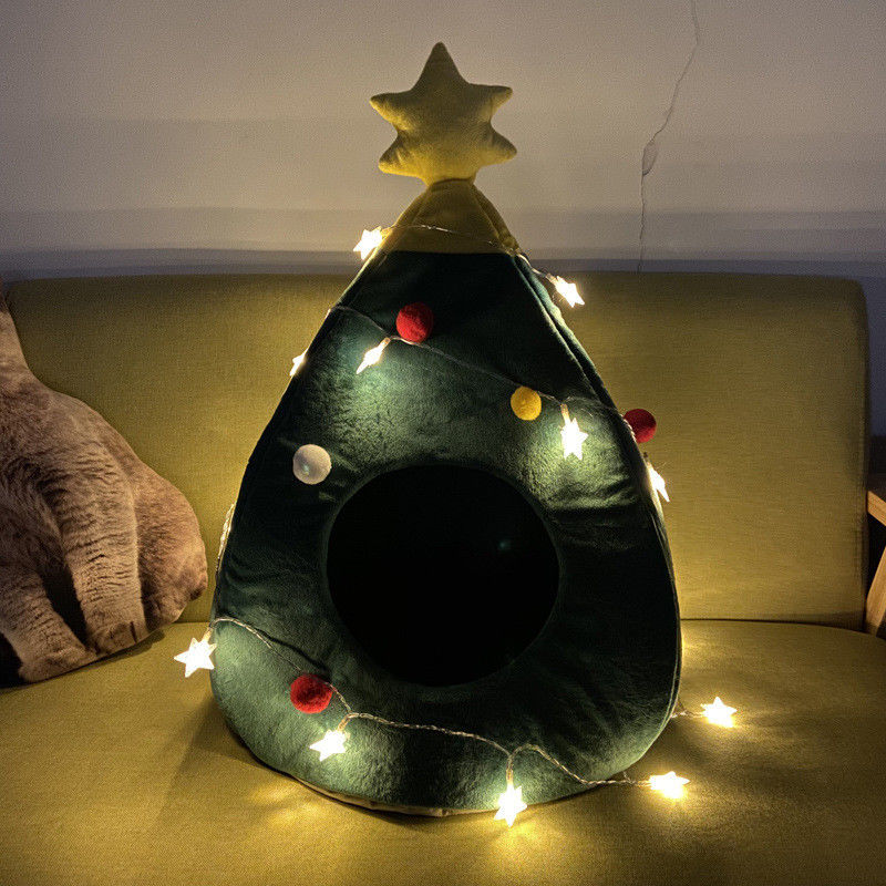 Stuoia di lusso della caverna dell'albero di Natale del letto caldo lavabile dell'animale domestico dei letti dei cuccioli dei gatti di alta qualità