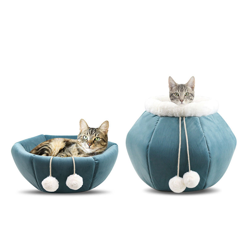 caverna respirabile del letto del cane di forma rotonda 2-in-1 di sonno profondo del bordello del gatto del letto durevole pieghevole dell'animale domestico