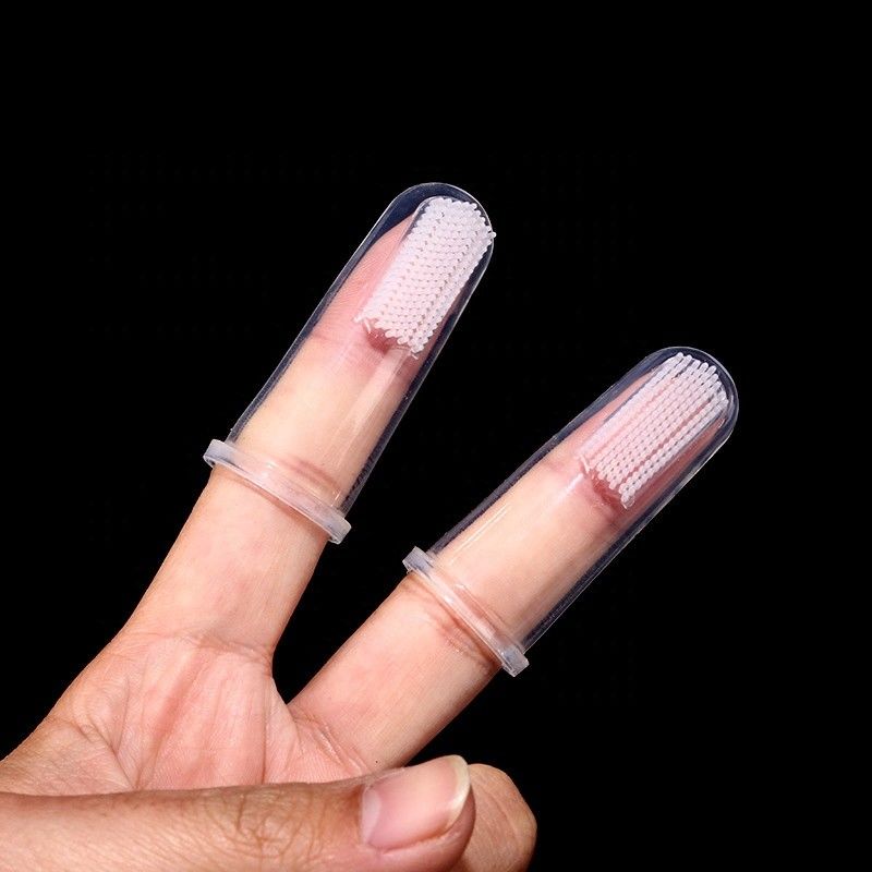 Denti di pulizia dello strumento del cane del silicone della setola che puliscono lo spazzolino da denti orale dell'animale domestico del dito di cura del cane