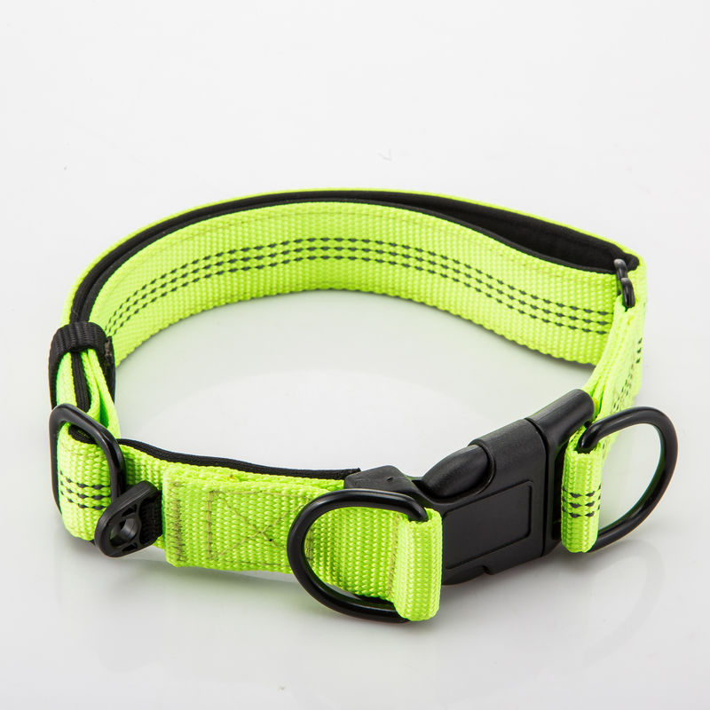 Il doppio regolabile D inarca il collare di cane ed il guinzaglio ha messo il cavo a catena del nylon del cane riflettente