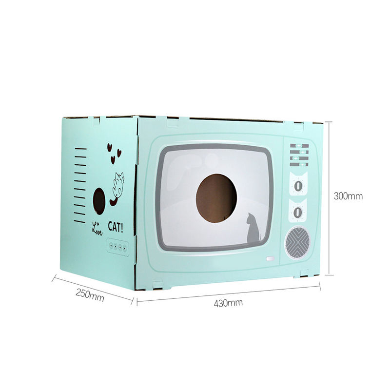 Cat House Scratcher Retro TV modella Cat Lounge con il letto Scratcher della caverna del cartone ondulato del blocco appunti