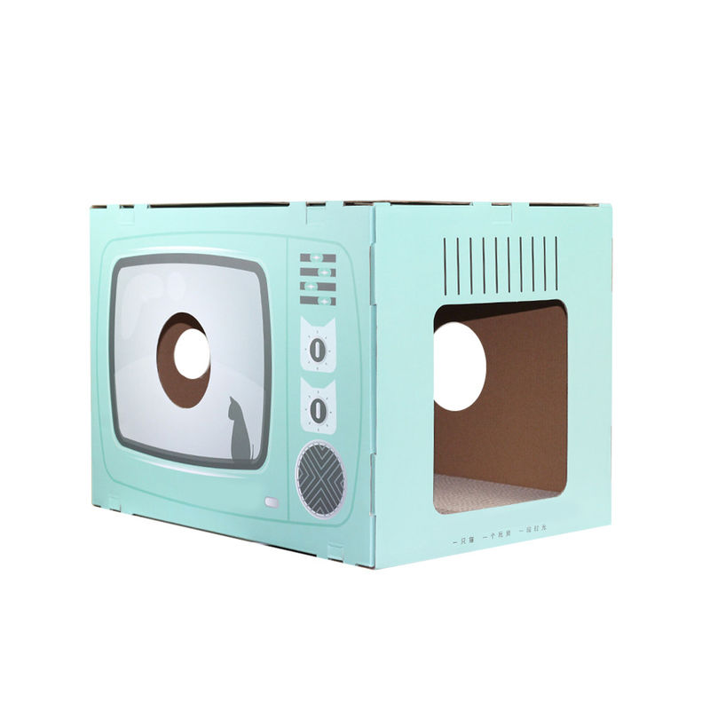Cat House Scratcher Retro TV modella Cat Lounge con il letto Scratcher della caverna del cartone ondulato del blocco appunti