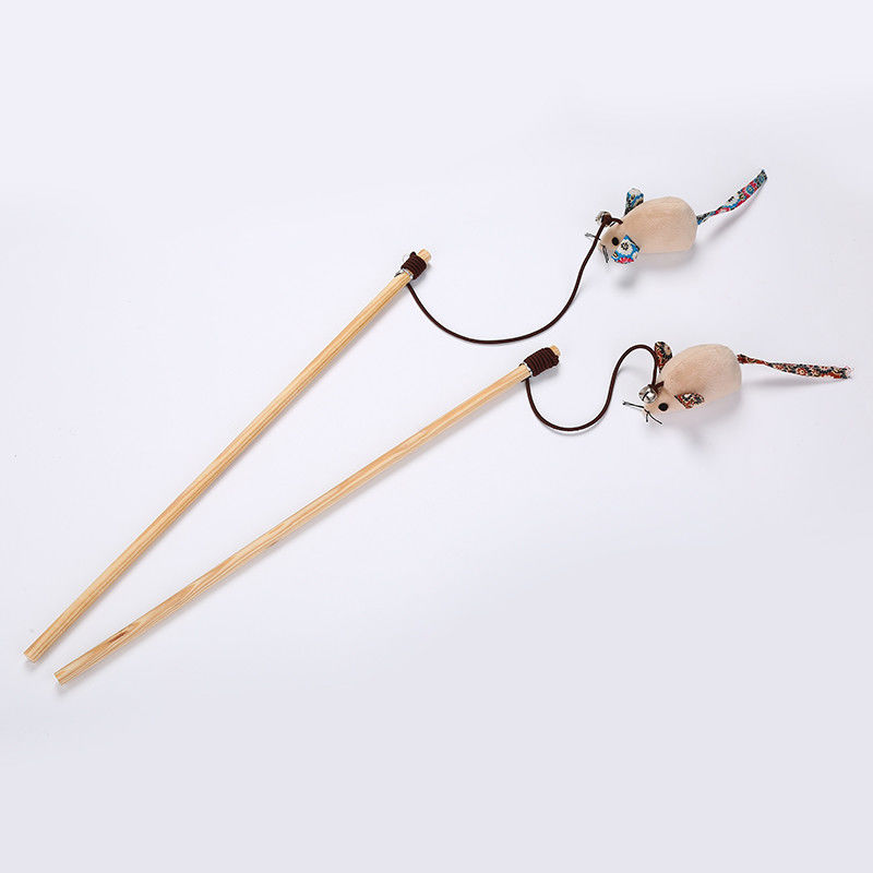 Cat Pet Toys Teaser Stick a forma di pollo con i giocattoli di legno della piuma per i gatti