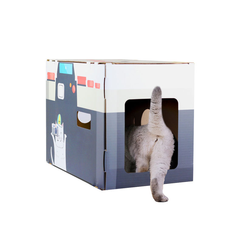 Cat House Scratcher Retro Camera modella Cat Lounge con il letto Scratcher della caverna del cartone ondulato del blocco appunti