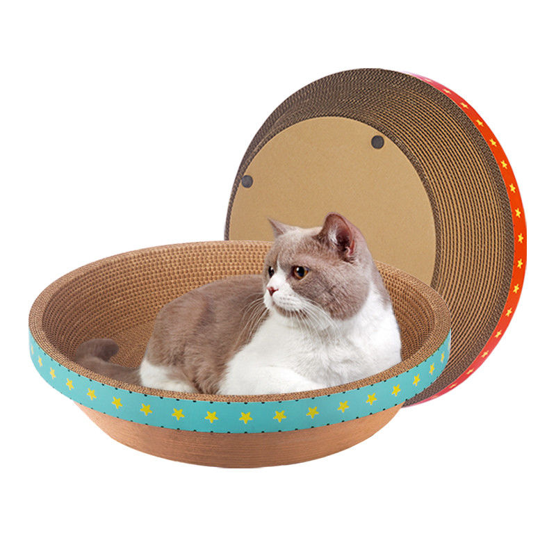 Cartone rotondo durevole Cat Bed Bowl Shape Corrugated Cat Scratching Pad 700g