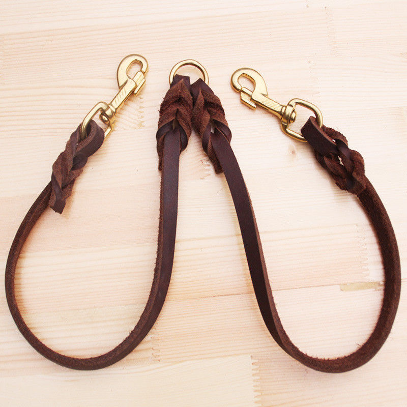 Fune traente di cuoio dell'insieme del cablaggio del guinzaglio del collare della mucca dell'animale domestico  Doppio cavo concluso 50CM del cane