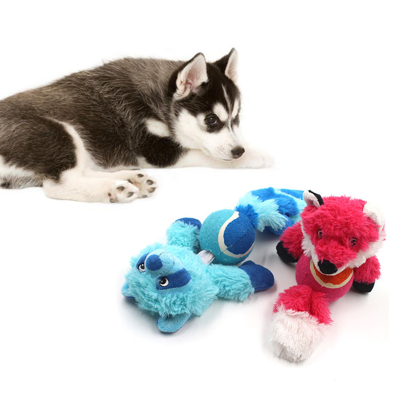 Giocattoli molari interattivi della peluche del cane del cane durevole resistente stridulo di Toy Fox Raccoon Bite