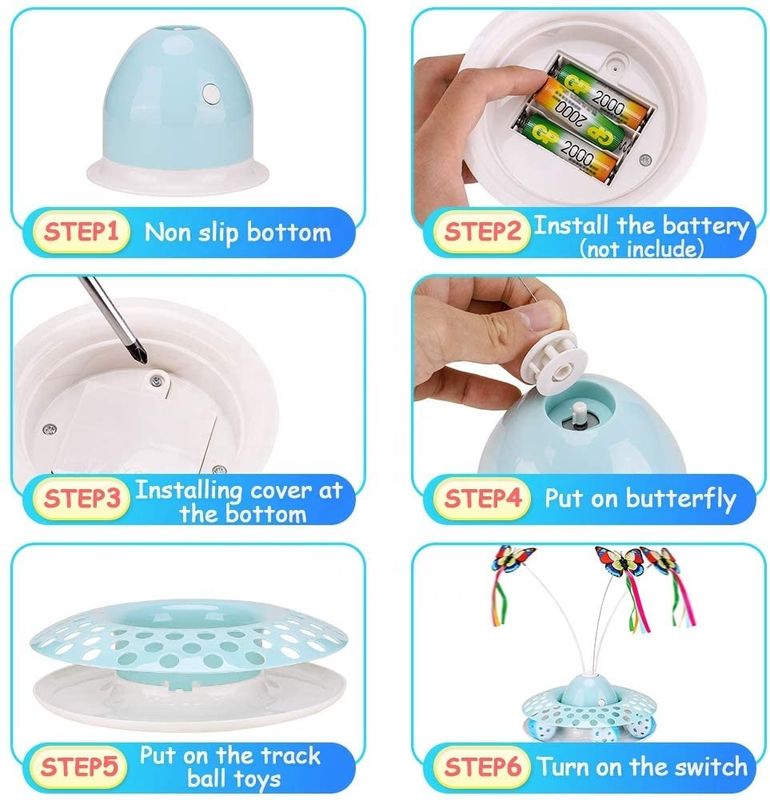 Cat Automatic Teaser &amp; attrezzo ginnico interattivi Kitten Toys With Spinning Butterfly