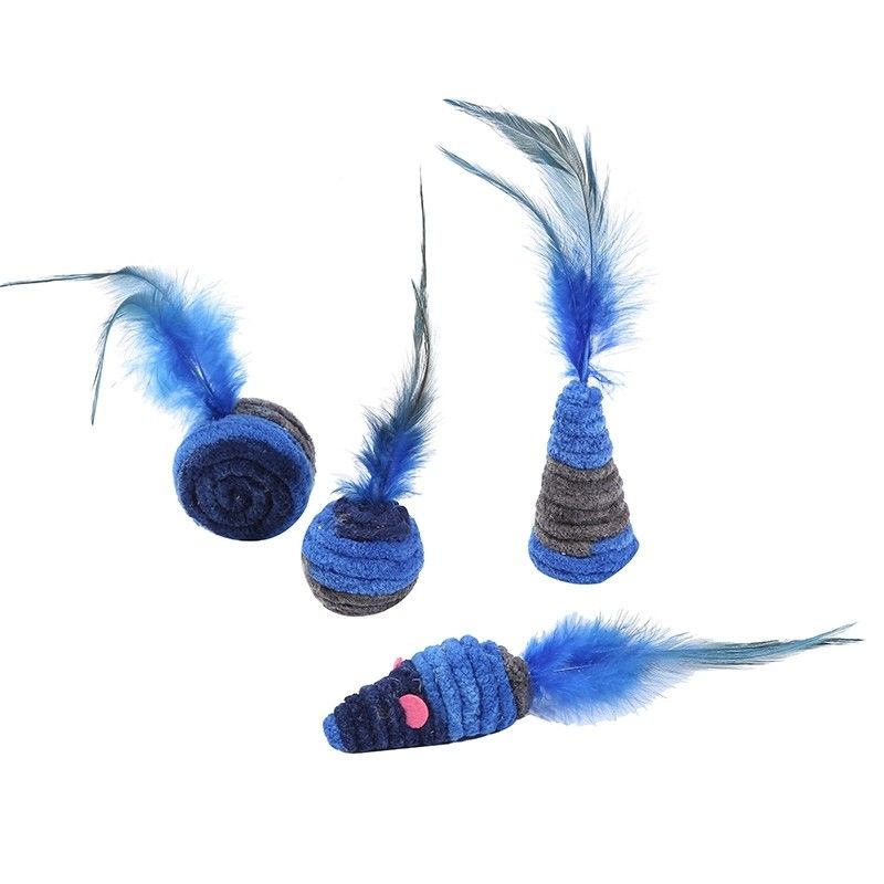 Topo Cat Toy Anti Depression della piuma di Cat Pet Toys Dark Blue eccitato auto