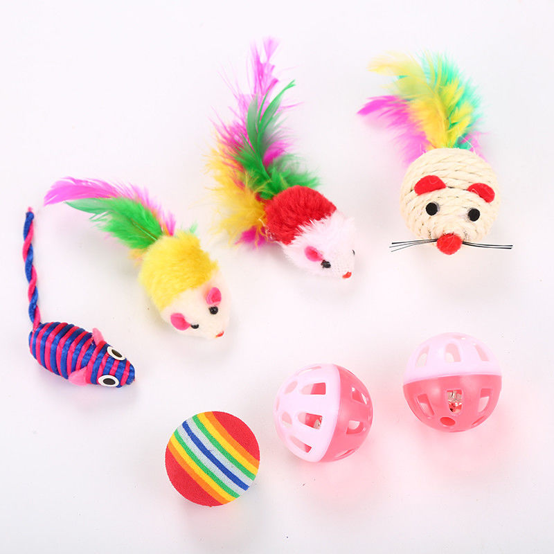 20 palle dei topi del topo del pesce di Cat Toys Kitten Toys Assorted Cat Tunnel Feather Teaser Wand dei pc e giocattoli lanuginosi di Belhi per il gatto
