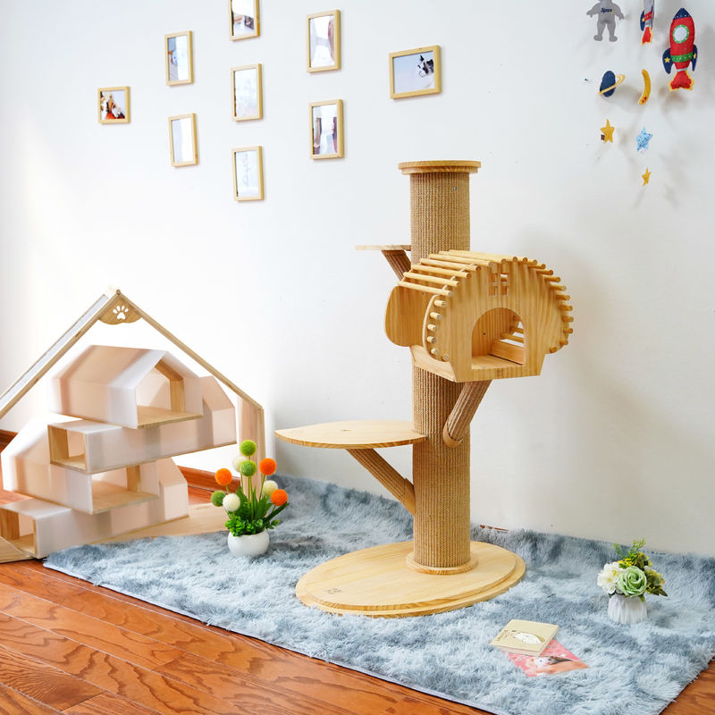 grande Cat Climbing Tree Cat Activity torre di legno solida di 123cm con il graffio delle poste