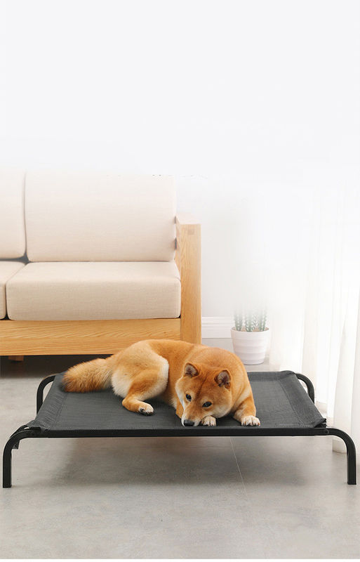 Grande metropolitana d'acciaio che piega il letto del cane elevato culla comoda del letto dell'animale domestico con i cuscini ispessiti della peluche