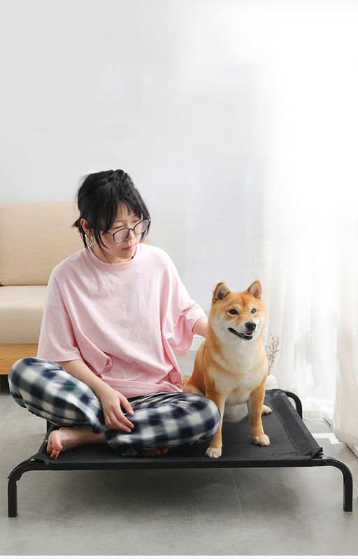Grande metropolitana d'acciaio che piega il letto del cane elevato culla comoda del letto dell'animale domestico con i cuscini ispessiti della peluche