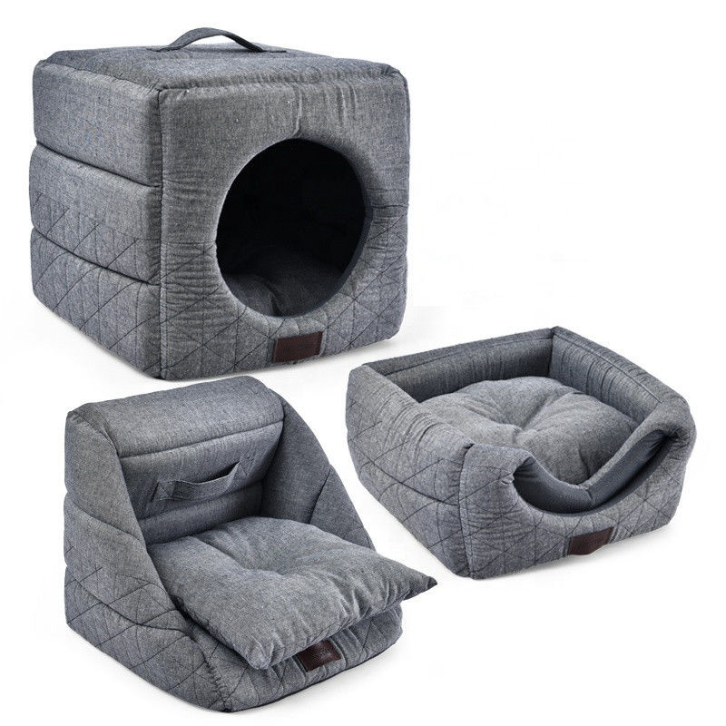 3 in 1 letto di volta Grey Cat Bed House dell'animale domestico di Cat Cave Dir Resistant Comfortable