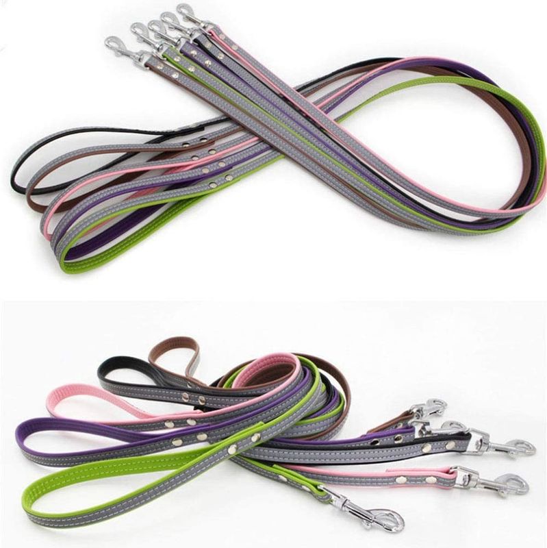 Collare di cane riflettente, guinzaglio di cuoio molle dell'animale domestico di Doppio strato, Cat Dog Collar Leash Set