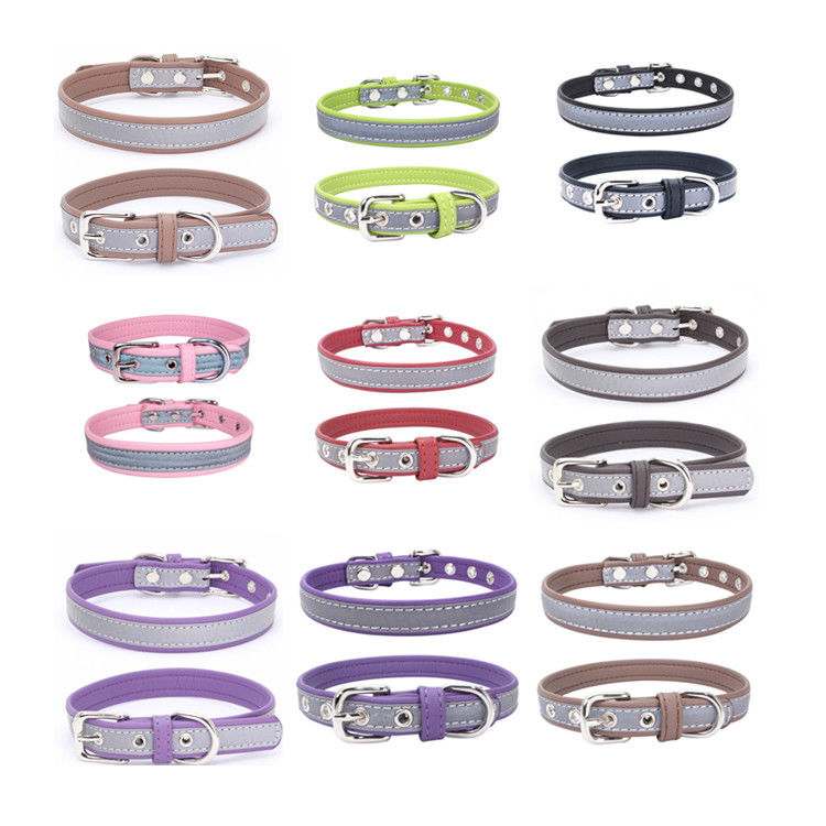 Collare di cane riflettente, guinzaglio di cuoio molle dell'animale domestico di Doppio strato, Cat Dog Collar Leash Set