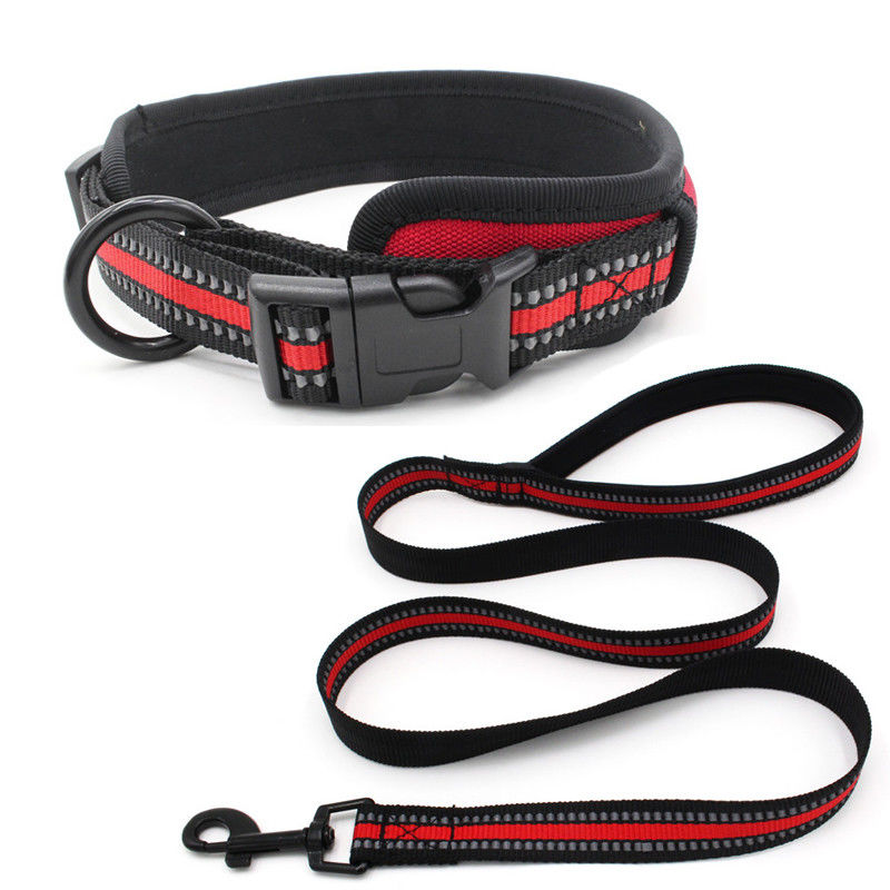 Il neoprene che allinea il guinzaglio del collare di cane ha messo il collare riflettente del fermaglio del rilascio rapido della tessitura con il guinzaglio del cane dell'insieme della fune traente