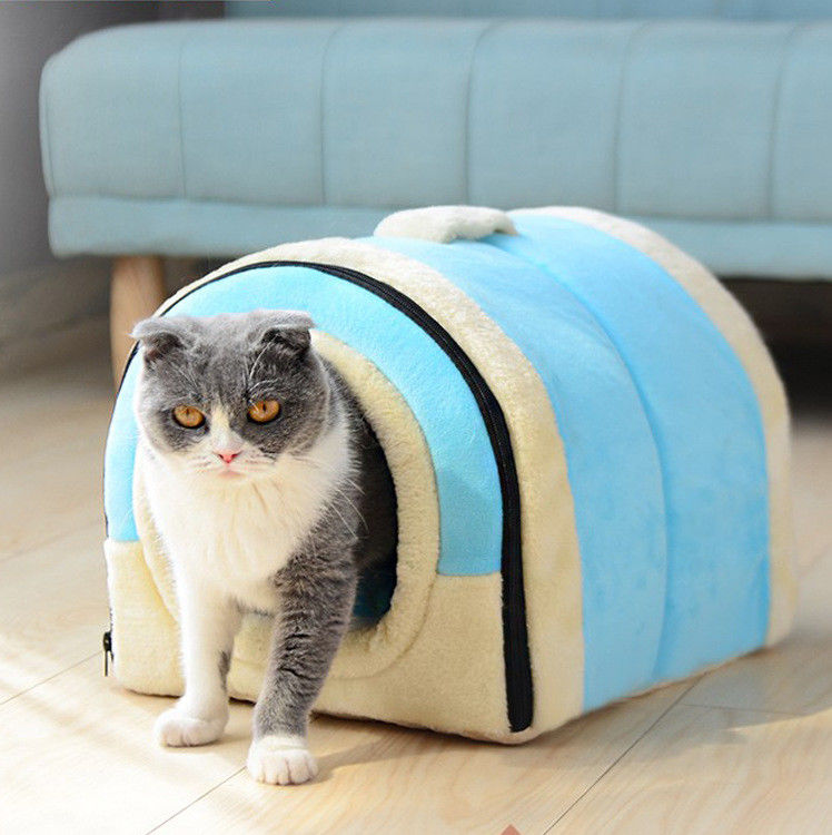 Crystal Velvet 2 in 1 letto di riscaldamento di comodità del gatto di forma della Camera della caverna dell'animale domestico di sonno di auto pieghevole del letto