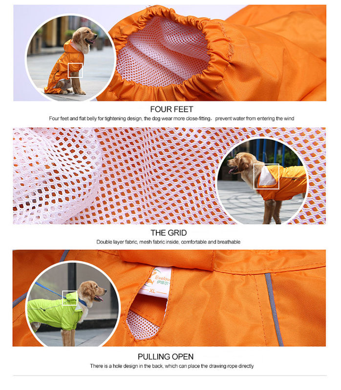 Vestito riflettente respirabile caldo della pioggia del cane dell'impermeabile S-XXL del cane giallo di inverno