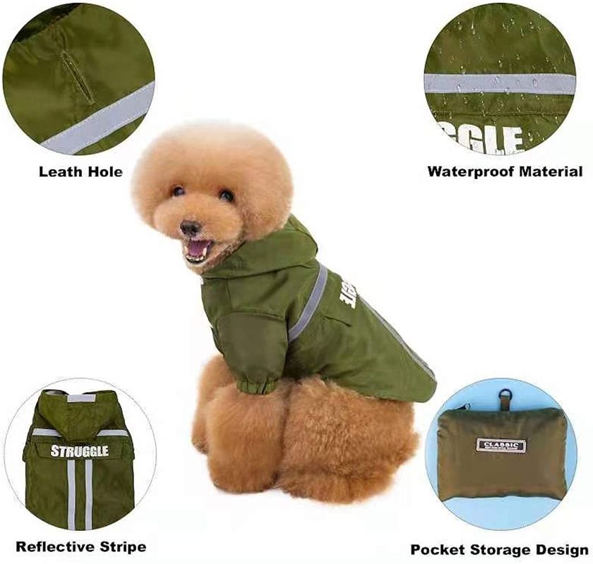 Rivestimenti luminosi unici della pioggia dell'impermeabile riflettente all'aperto dell'animale domestico con la borsa di stoccaggio per i cani