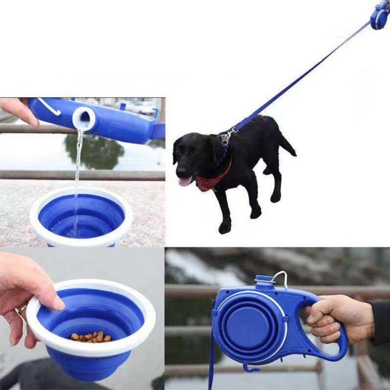 5 IN 1 bottiglia di acqua portatile del cane del guinzaglio di nylon del cane con l'erogatore pieghevole della borsa della poppa del cane della ciotola