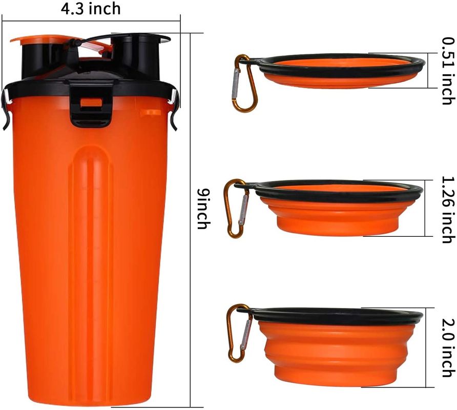 Bottiglia pieghevole della ciotola dell'acqua di viaggio del cane 2 per la bottiglia di acqua portatile all'aperto 12oz dell'animale domestico