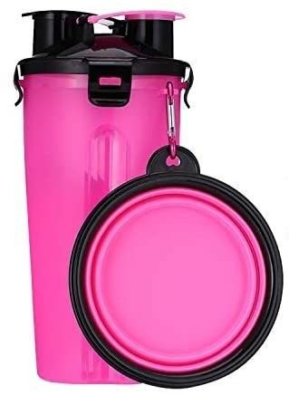 erogatore portatile all'aperto della bottiglia di acqua dell'animale domestico 350ml con 2 ciotole pieghevoli del silicone