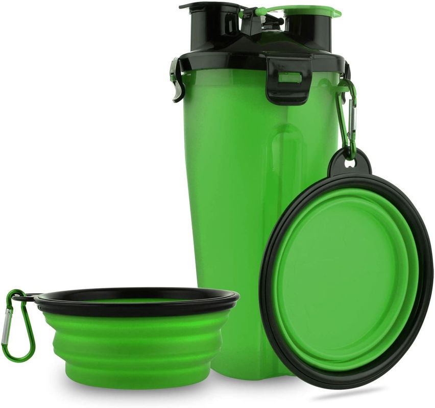 2 all'aperto in 1 bottiglia di acqua del cane con il contenitore di alimento a temperatura ambiente doppio di stoccaggio