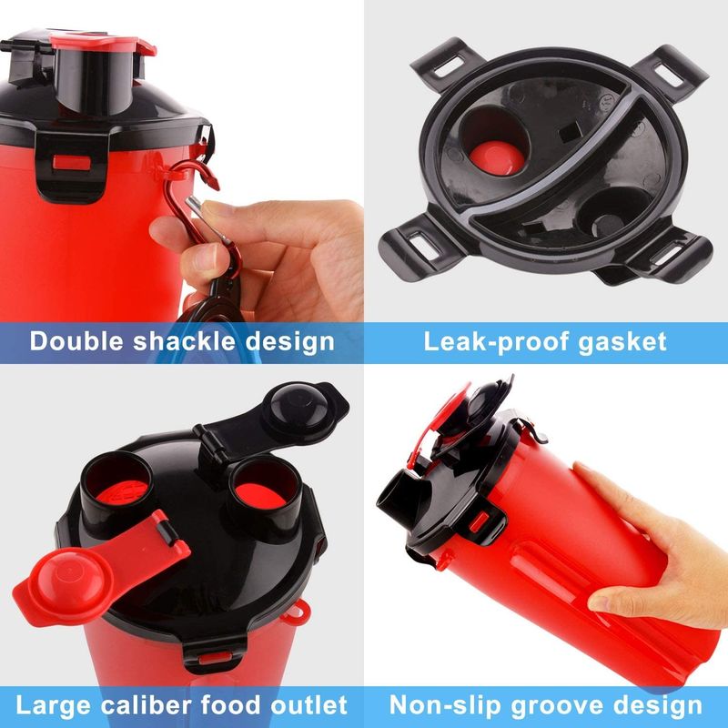 2 in ciotole pieghevoli di 1 di animale domestico 350ml del cane dell'acqua bottiglia dell'alimento con Carabiner