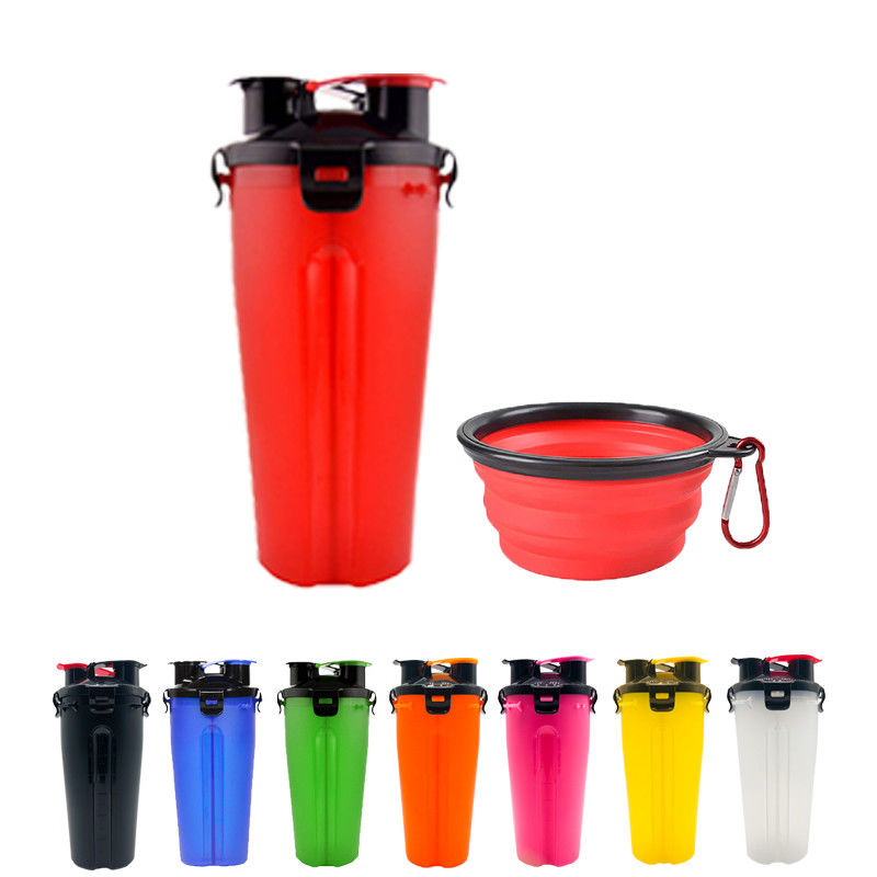 Ciotole pieghevoli Carabiners di animale domestico 350ml del cane dell'acqua della bottiglia portatile dell'alimento