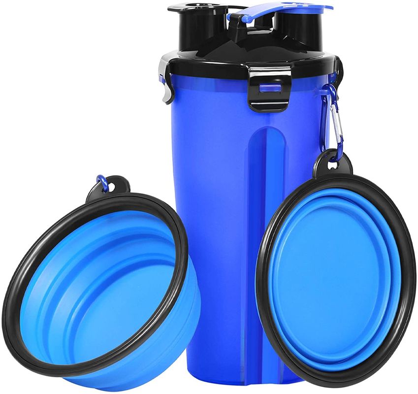 acqua del cane 350ml e bottiglia Hallupets dell'alimento con le ciotole portatili pieghevoli
