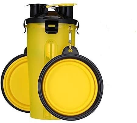 2 in 1 bottiglia di acqua portatile all'aperto del cane con le ciotole pieghevoli per camminare