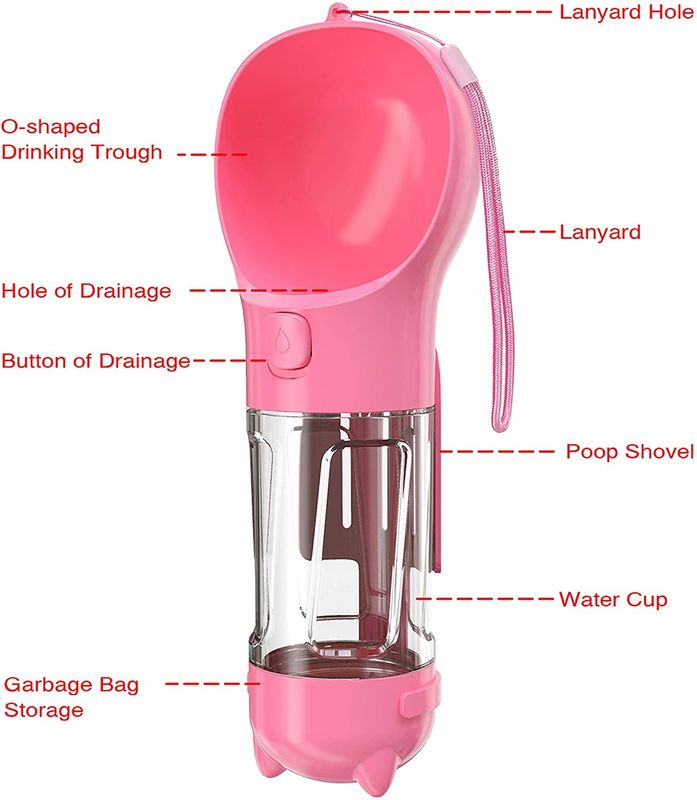 300ML viaggio 2 in 1 portatile bevente della ciotola della bottiglia di acqua del cane con il bottone di serratura