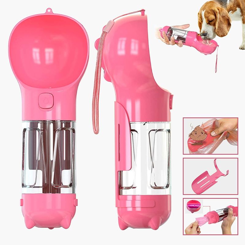 300ML viaggio 2 in 1 portatile bevente della ciotola della bottiglia di acqua del cane con il bottone di serratura