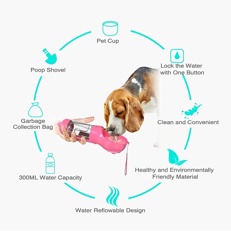 I cani all'aperto di plastica viaggiano bottiglia di acqua 300ML