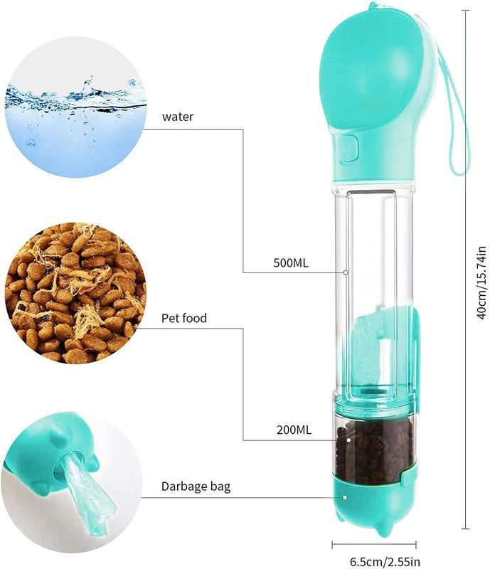 4 in bottiglie di acqua di 1 viaggio del cane 500ml coli l'erogatore dell'alimento dell'acqua del cane della prova