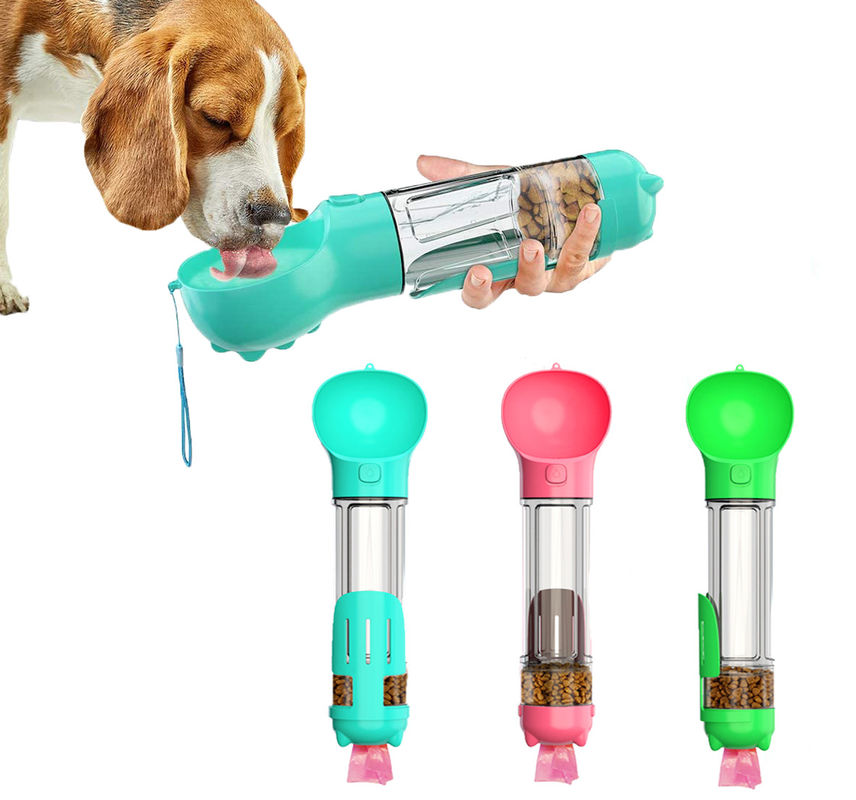 La perdita portatile della bottiglia di acqua del cane di Hallupets rinforza 4 in 1 per bere ed il cibo della tazza combinata