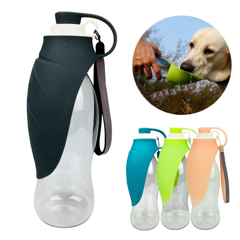 bottiglie beventi del silicone della foglia 580ml del cane del cane pieghevole della bottiglia di acqua per l'escursione di viaggio