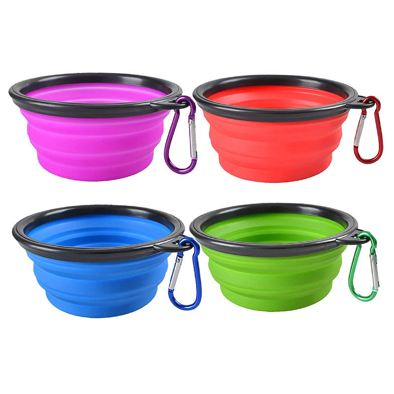 Piatto pieghevole dell'acqua della ciotola di viaggio del cane del TPE di 4 pacchetti